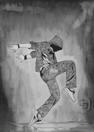 Gunhild Diesner_HipHopper_Tusche_47x33 cm